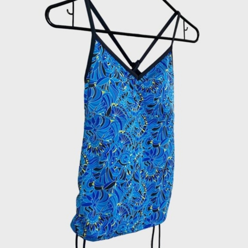 NWT L.L.Bean Sunblocking Swim Tankini Blue Size 4 UPF 50+ Top Only
